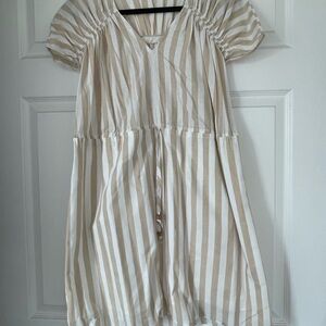 Inclan Studios: Striped Cream and White Women’s Dress, Size Small (New)